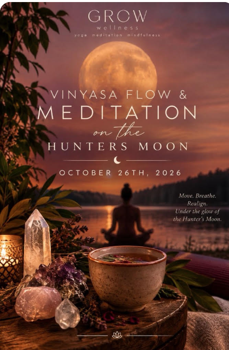 Vinyasa Flow and Meditation on the Hunter's Moon poster, October 26th 2026